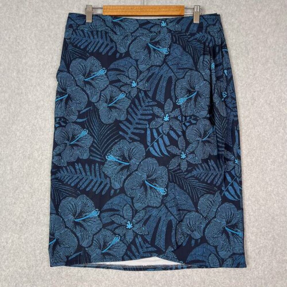 RipSkirt Hawaii Size‎ Large Maui Moonlight Hibiscus Length 3 Wrap Skirt Pockets